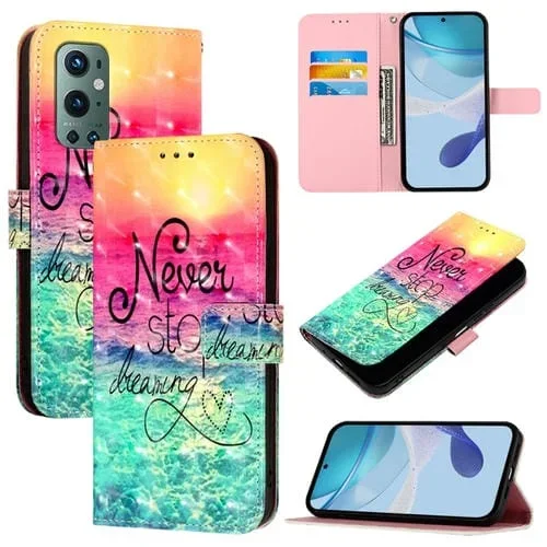 Funda de Cuero para OnePlus 9 Pro con Tapa Horizontal y Pintura 3D (Persiguiendo Sueños)