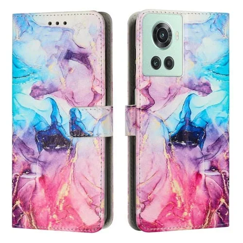 Funda de Cuero para OnePlus Ace 5G con Patrón de Mármol Pintado (Rosa Púrpura)