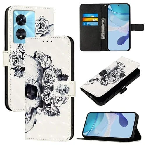 Funda de Cuero para OnePlus Nord N300 con Tapa Horizontal y Pintura 3D Calavera