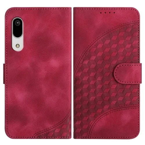 Funda de Cuero para Sharp Aquos Sense 3 YX0060 con Relieve Elefante y Cordón (Rojo Rosa)