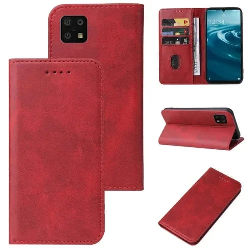Funda de Cuero para Sharp Aquos Sense 6 Shg05 Sh-54B Sense 6S Shg07 con Cierre Magnético (Rojo)