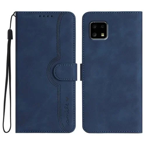 Funda de Cuero para Sharp Aquos Sense4 4G 5G y Sense4 Lite con Patrón de Corazón (Azul Real)