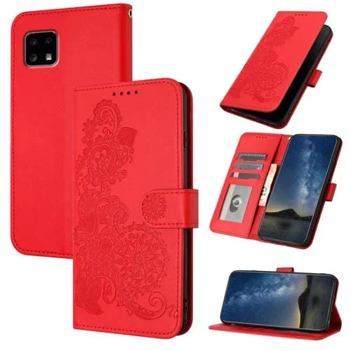 Funda de Cuero para Sharp Aquos Sense4 4G 5G y Sense4 Lite con Tapa en Relieve (Rojo)