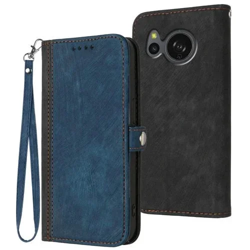 Funda de Cuero para Sharp Aquos Sense8 Shc11 Sh-54D con Correa y Hebilla (Azul Real)