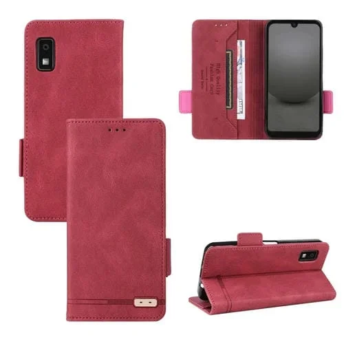 Funda de Cuero para Sharp Aquos Wish 3 con Cierre Magnético (Rojo)