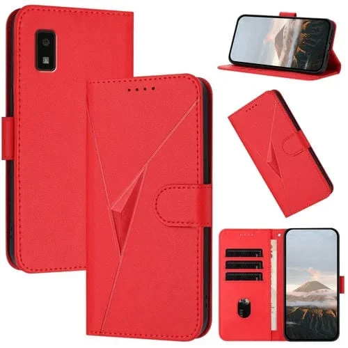 Funda de Cuero para Sharp Aquos Wish con Cierre de Hebilla y Diseño Triangular (Rojo)