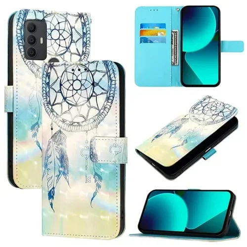 Funda de Cuero para TCL 305/306/30 Se Al02 con Tapa Horizontal y Pintura 3D (Campanas de Viento de Ensueño)