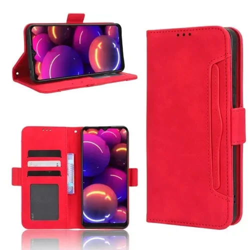 Funda de Cuero para TCL 305I Skin Feel con Ranuras para Tarjetas (Rojo)
