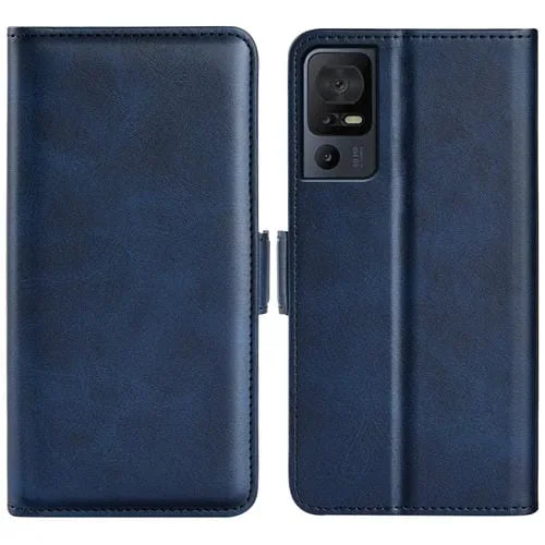 Funda de Cuero para TCL 40 Se con Hebilla Magnética Doble Cara (Azul Oscuro)
