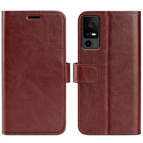 Funda de Cuero para TCL 40R R64 con Tapa Horizontal y Textura (Marrón)