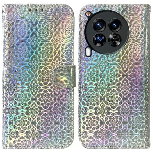 Funda de Cuero para Tecno Camon 30 Premier 5G con Hebilla Magnética (Plata)