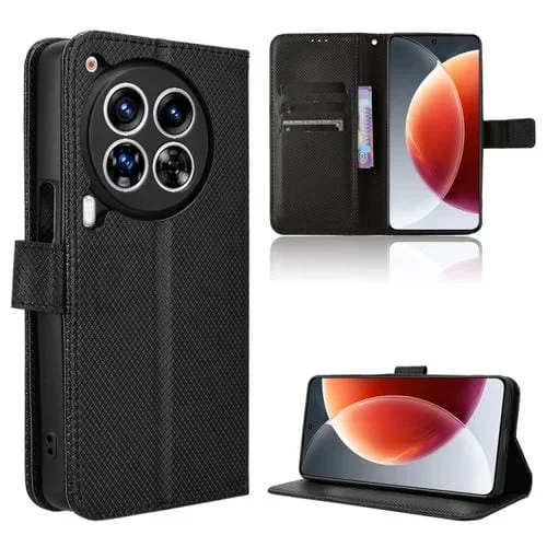 Funda de Cuero para Tecno Camon 30 Premier 5G con Textura de Diamante (Negro)