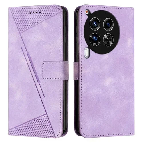 Funda de Cuero para Tecno Camon 30 Premier Dream Triangle con Cordón (Púrpura)