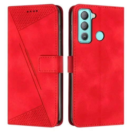 Funda de Cuero para Tecno Pop 5 Lte Dream Triangle con Cordón (Rojo)
