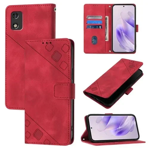 Funda de Cuero para Tecno Pop 5C Skin Feel en Relieve (Rojo)