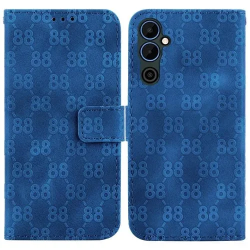 Funda de Cuero para Tecno Pop 6 Go con Relieve Doble en Forma de 8 (Azul)
