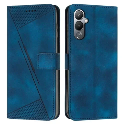 Funda de Cuero para Tecno Pova 4 Dream Triangle con Cordón (Azul)