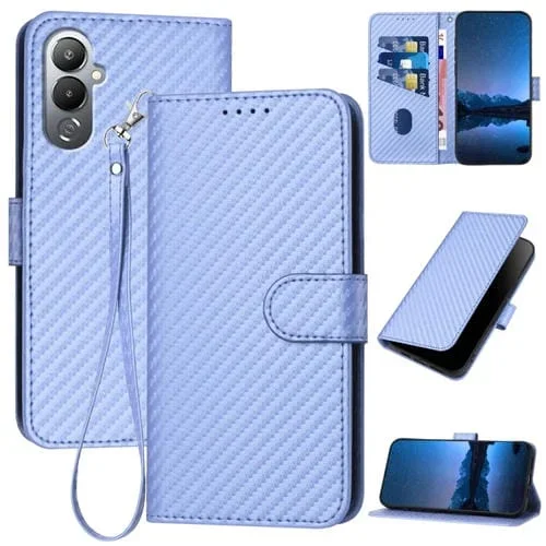Funda de Cuero para Tecno Pova 4 Yx0070 con Hebilla de Fibra de Carbono y Cordón (Púrpura Claro)