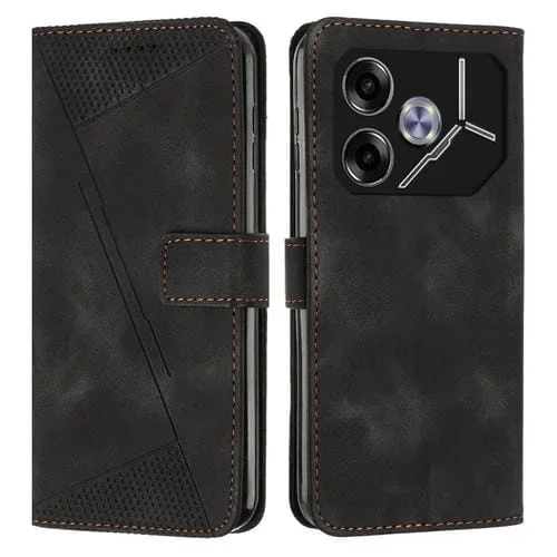 Funda de Cuero para Tecno Pova 6 Dream Triangle con Cordón (Negro)