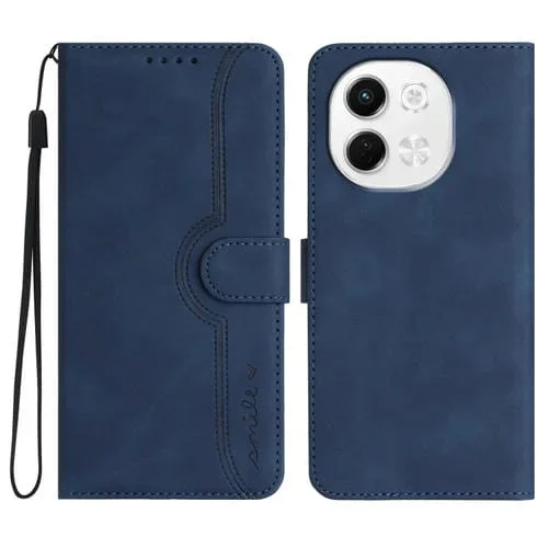 Funda de Cuero para Tecno Pova 6 Neo 5G y Spark 30 5G con Diseño de Corazón (Azul Real)