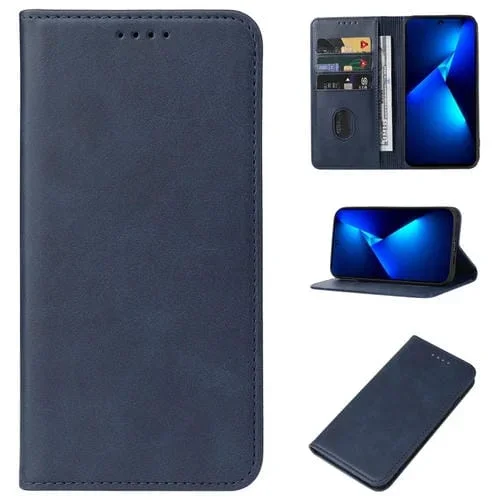Funda de Cuero para Tecno Pova Neo 3 con Cierre Magnético (Azul)