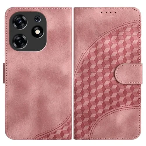 Funda de Cuero para Tecno Spark 10 Pro Yx0060 con Relieve y Cabeza de Elefante con Cordón (Rosa)
