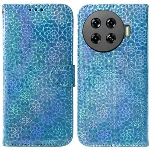 Funda de Cuero para Tecno Spark 20 Pro+ 4G con Hebilla Magnética Colorida (Azul)