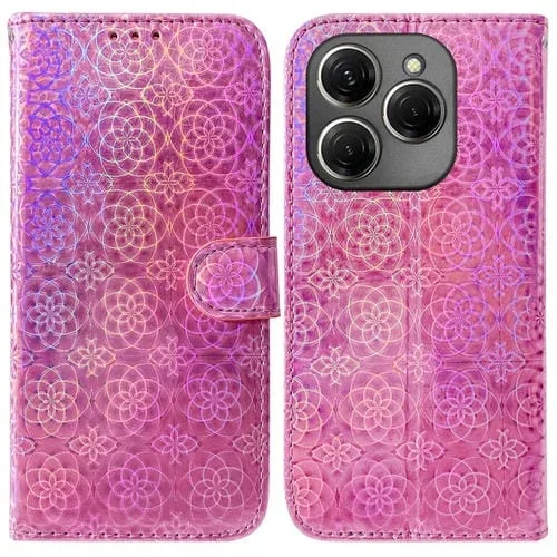 Funda de Cuero para Tecno Spark 20 Pro con Hebilla Magnética Colorida (Rosa)