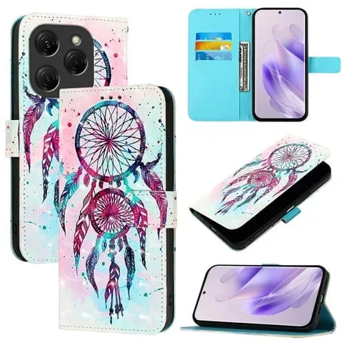Funda de Cuero para Tecno Spark 20 Pro con Tapa Horizontal y Pintura 3D (Campanas de Viento)