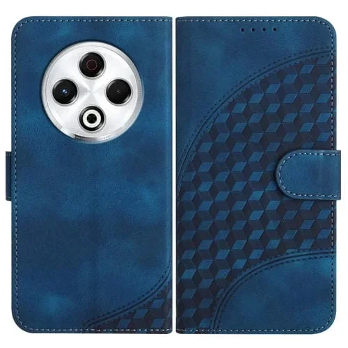 Funda de Cuero para Tecno Spark 30 4G con Relieve Cabeza de Elefante y Cordón (Azul Real)