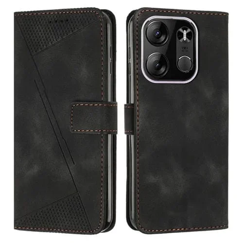 Funda de Cuero para Tecno Spark Go 2023 Dream Triangle con Cordón (Negro)