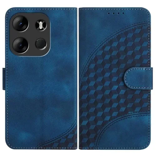 Funda de Cuero para Tecno Spark Go 2023 Yx0060 con Relieve y Cabeza de Elefante (Azul Real)