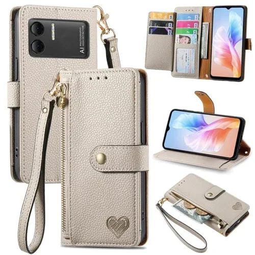 Funda de Cuero para Teléfono Doogee X98 Pro y X98 Love con Lanyard y Zipper (Blanco)