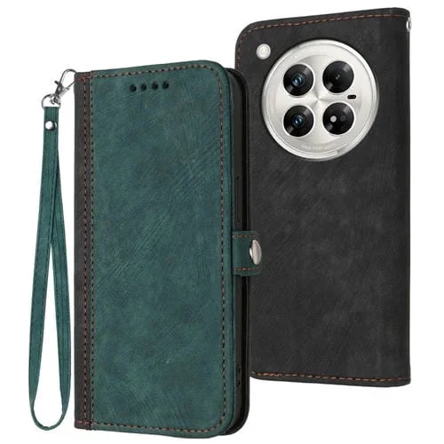 Funda de Cuero para Teléfono Infinix Zero 40 4G y 5G con Correa y Hebilla Doble Plegable (Verde Oscuro)