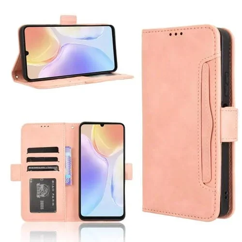Funda de Cuero para Ulefone Note 20 Pro con Textura Piel de Becerro y Ranuras para Tarjetas (Rosa)