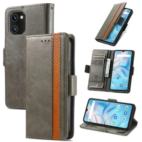 Funda de Cuero para Umidigi A13S Caseneo Splicing Dual con Hebilla Magnética (Gris)