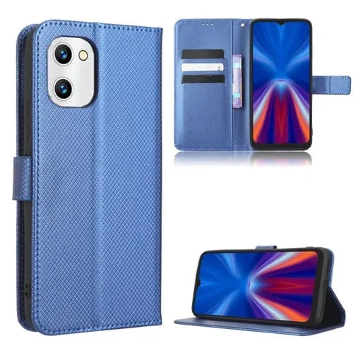 Funda de Cuero para Umidigi C2 / C1 / C1 Max con Textura de Diamante (Azul)