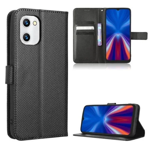 Funda de Cuero para Umidigi C2 C1 C1 Max con Textura de Diamante (Negro)