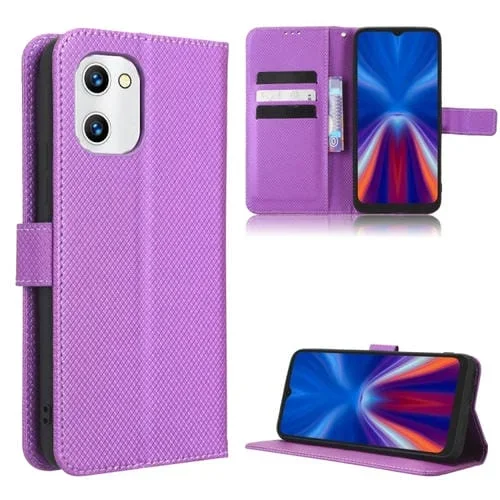 Funda de Cuero para Umidigi G1 Diamond Texture Teléfono (Púrpura)