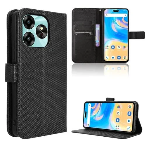 Funda de Cuero para Umidigi G6 5G con Textura de Diamante (Negro)