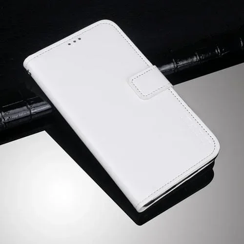 Funda de Cuero para Wiko Power U30 Idewei Crazy Horse Texture con Soporte y Ranuras para Tarjetas (Blanco)