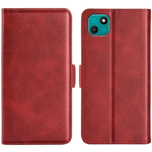 Funda de Cuero para Wiko T10 con Tapa Horizontal y Hebilla Magnética Doble Cara (Rojo)