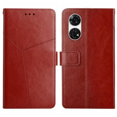 Funda de Cuero para ZTE Anshin Family A303Zt con Tapa y Patrón en Forma de y (Marrón)