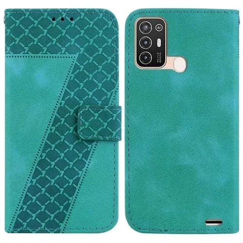 Funda de Cuero para ZTE Blade A52 En Relieve Forma de 7 (Verde)