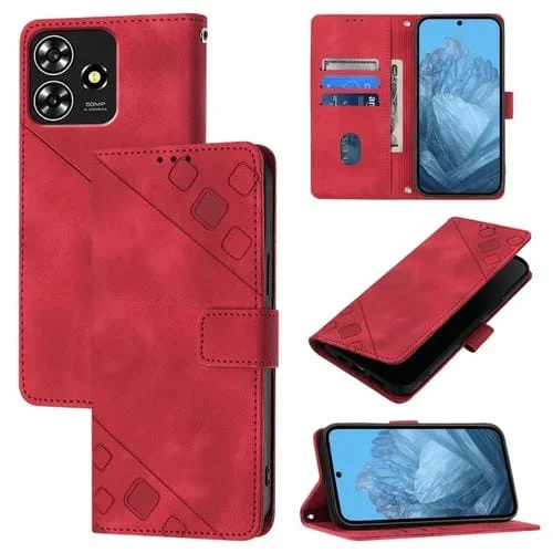 Funda de Cuero para ZTE Blade A73 4G Skin Feel en Relieve (Rojo)