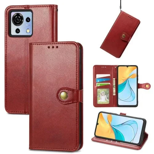 Funda de Cuero para ZTE Blade V50 Vita con Hebilla Color Rojo