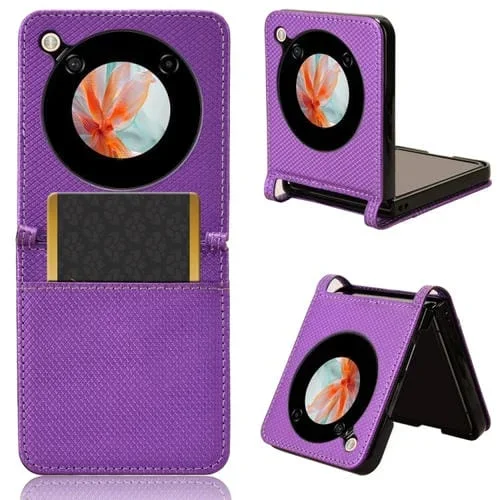 Funda de Cuero para ZTE Nubia Flip y Libero Flip con Textura de Diamante (Púrpura)