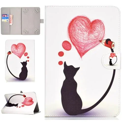 Funda de Cuero PU con Tapa Horizontal y Soporte Plegable para Tablet 7 » (Love Cats)