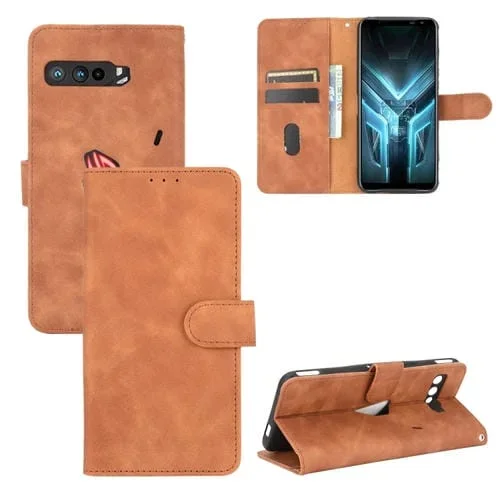 Funda de Cuero PU para Asus Rog Phone 3 ZS661KS con Hebilla Magnética, Soporte y Ranuras para Tarjetas (Negro)