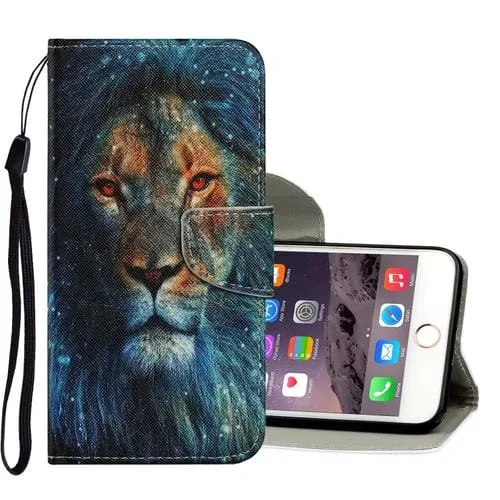 Funda de Cuero Pu para iPhone 6 Plus y 6S Plus con Soporte, Ranuras para Tarjetas, Billetera y Cordón